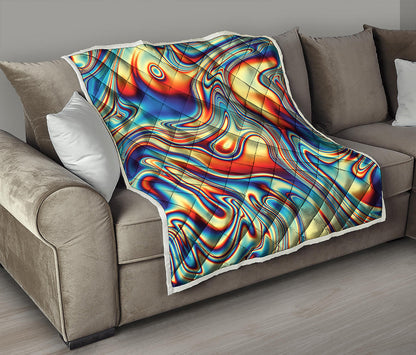 Psychedelic Wave Print Quilt