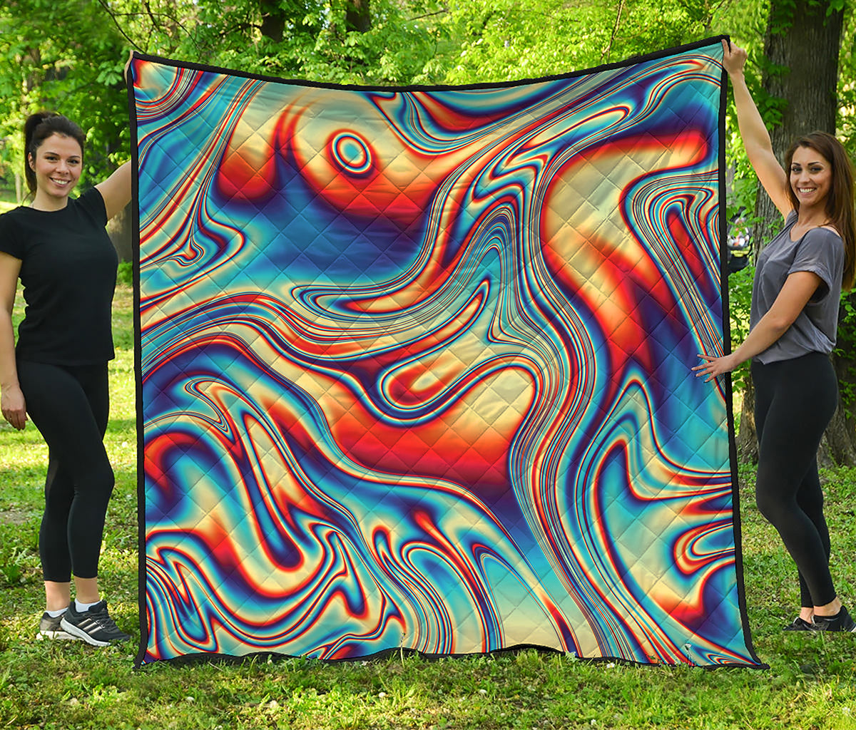 Psychedelic Wave Print Quilt