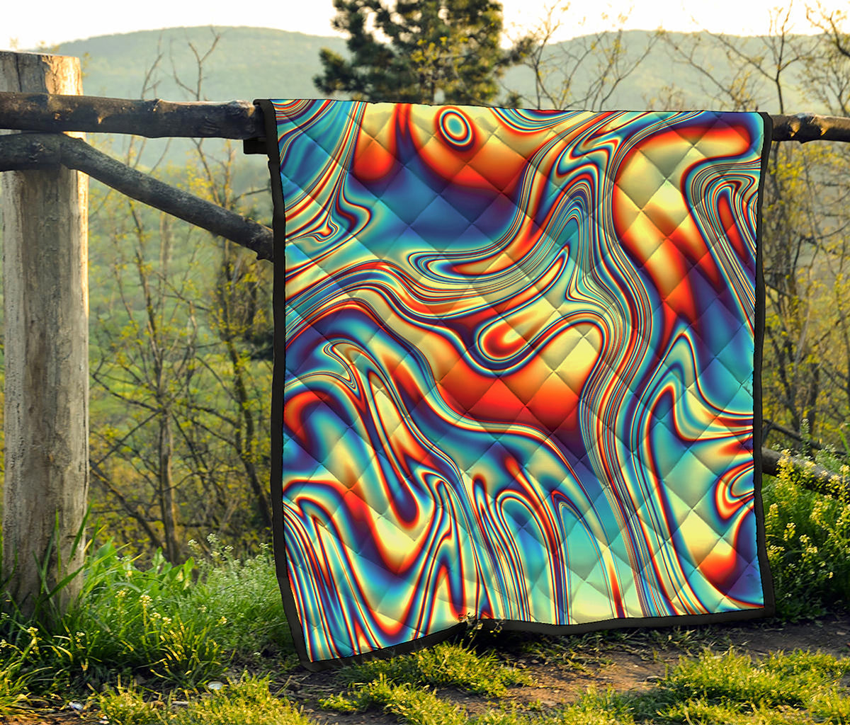 Psychedelic Wave Print Quilt