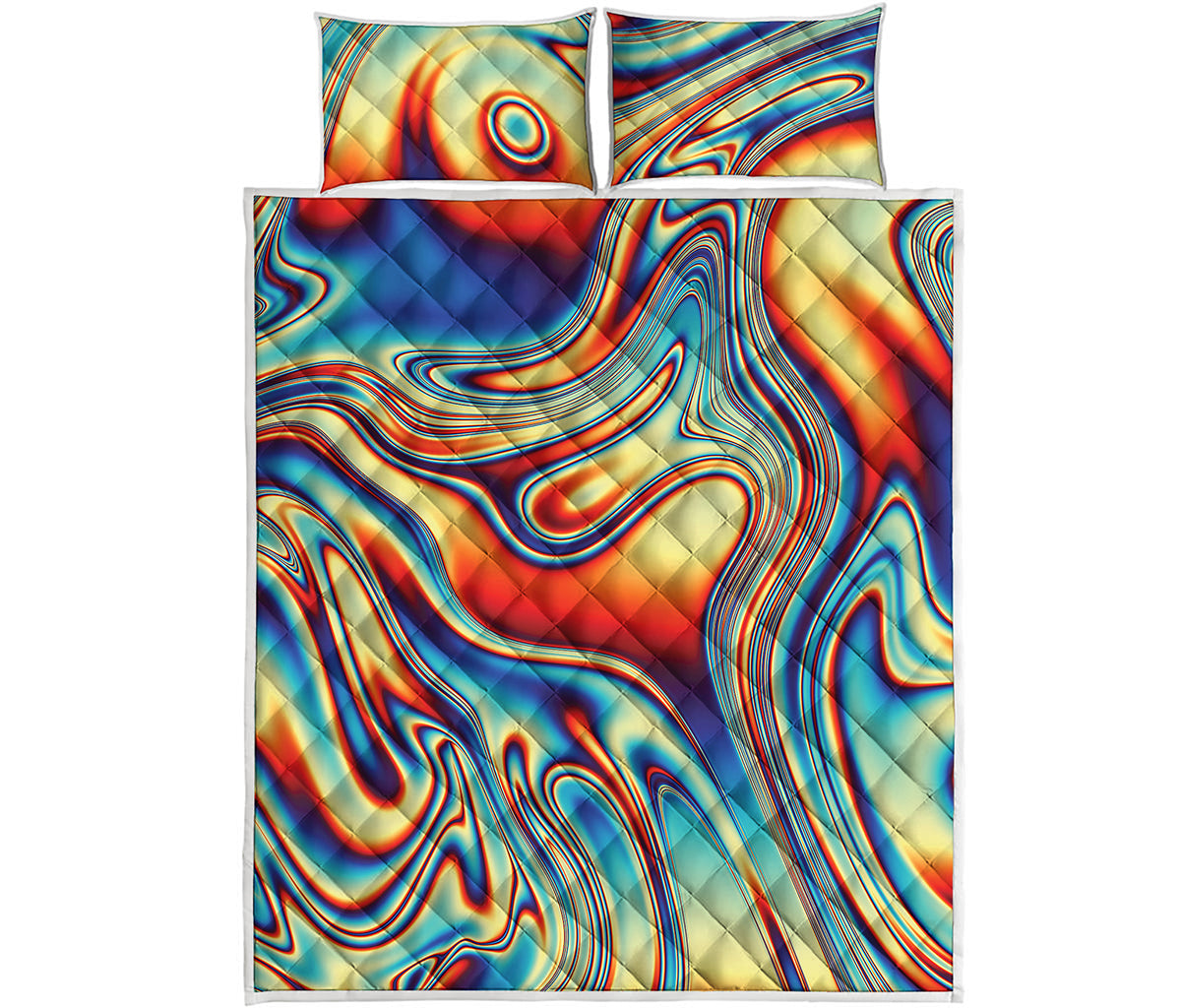Psychedelic Wave Print Quilt Bed Set