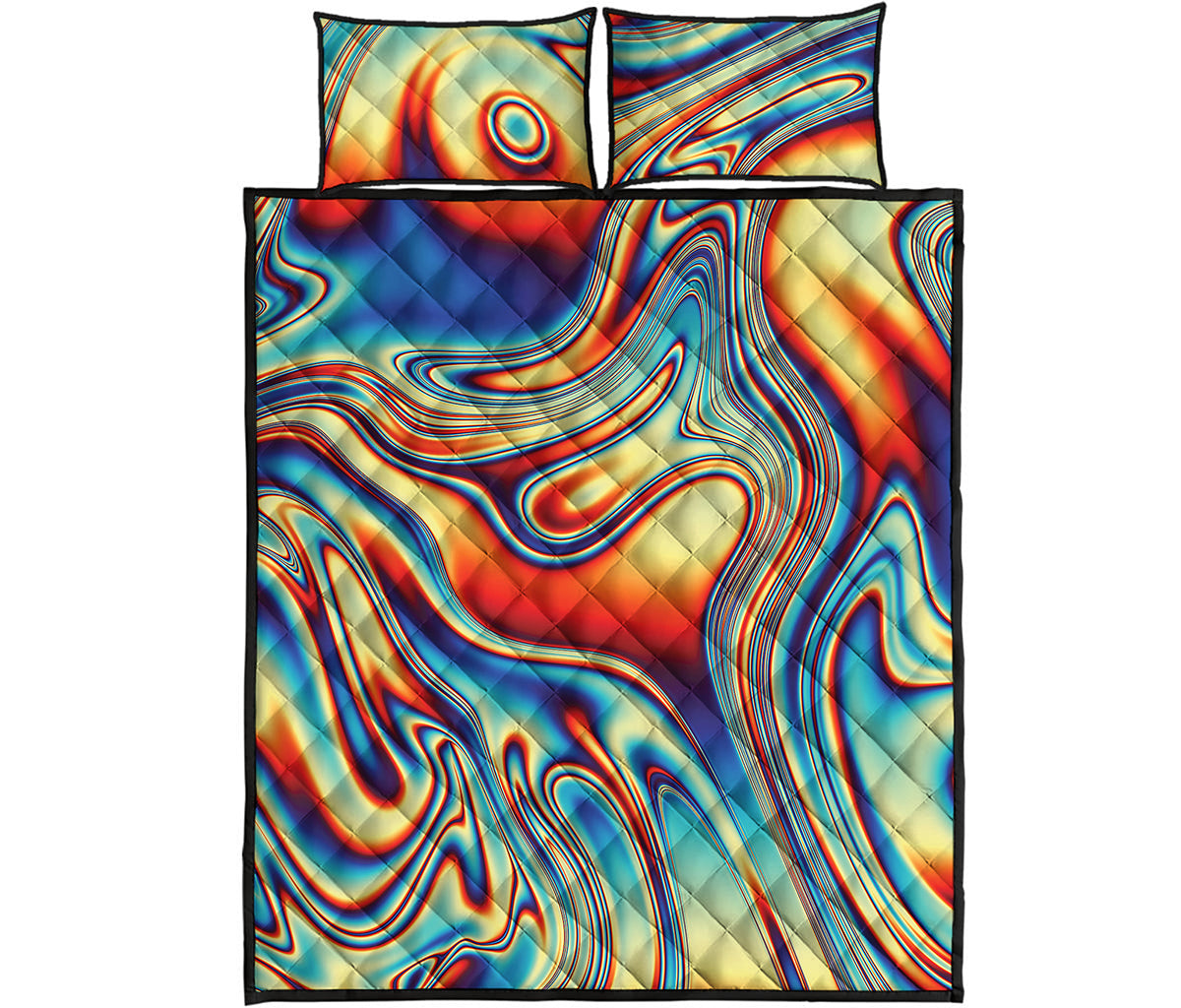 Psychedelic Wave Print Quilt Bed Set