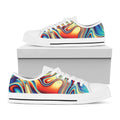 Psychedelic Wave Print White Low Top Sneakers