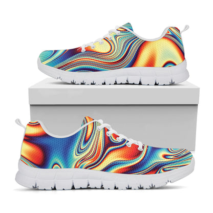 Psychedelic Wave Print White Sneakers