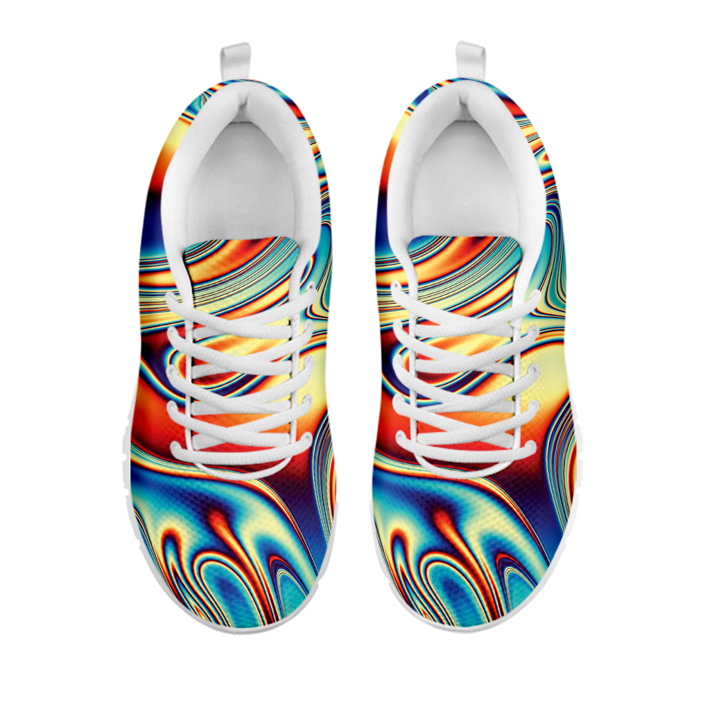 Psychedelic Wave Print White Sneakers