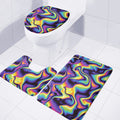Psychedelic Wavy Print 3 Piece Bath Mat Set