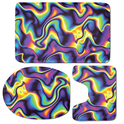 Psychedelic Wavy Print 3 Piece Bath Mat Set