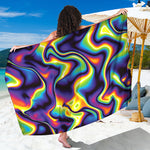 Psychedelic Wavy Print Beach Sarong Wrap