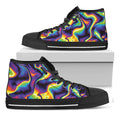 Psychedelic Wavy Print Black High Top Sneakers