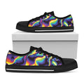 Psychedelic Wavy Print Black Low Top Sneakers
