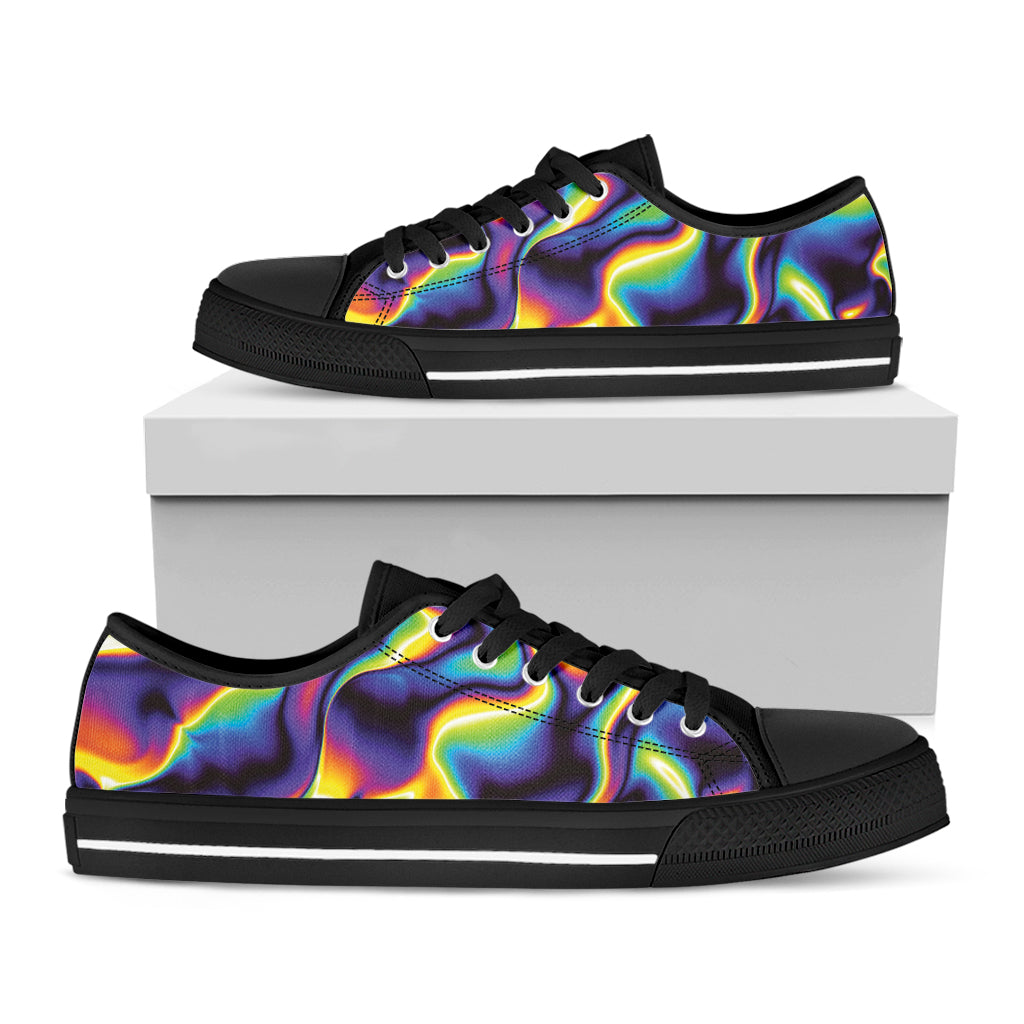 Psychedelic Wavy Print Black Low Top Shoes