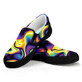 Psychedelic Wavy Print Black Slip On Sneakers