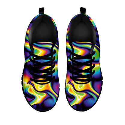 Psychedelic Wavy Print Black Sneakers