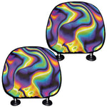 Psychedelic Wavy Print Car Headrest Covers