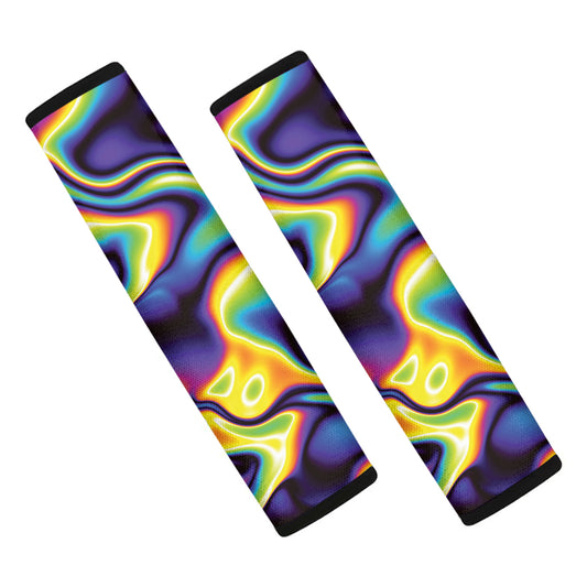 Psychedelic Wavy Print Car Seat Belt Covers
