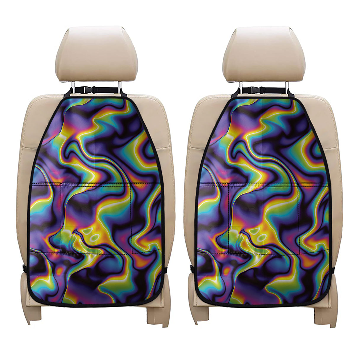 Psychedelic Wavy Print Car Seat Organizers