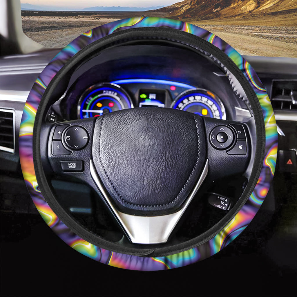 Psychedelic Wavy Print Car Steering Wheel Cover