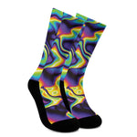 Psychedelic Wavy Print Crew Socks