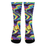 Psychedelic Wavy Print Crew Socks