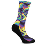 Psychedelic Wavy Print Crew Socks