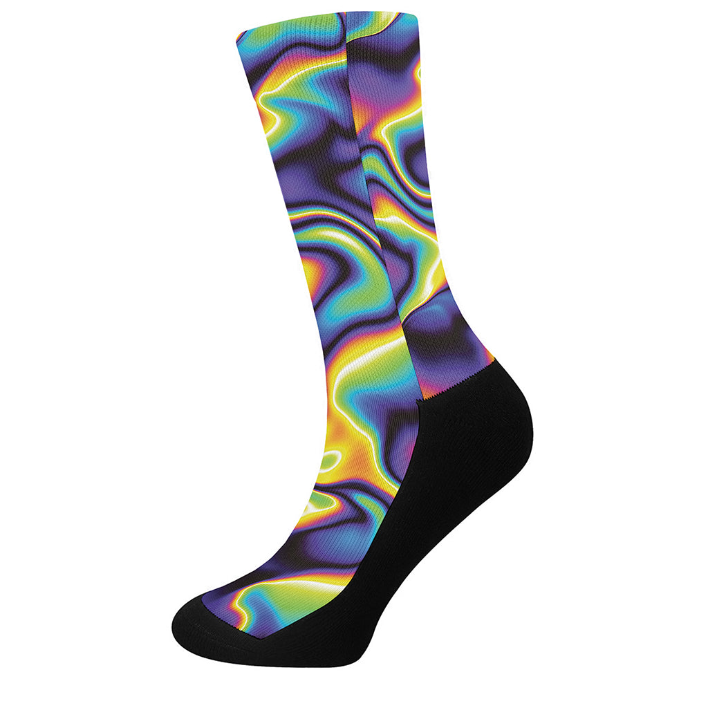 Psychedelic Wavy Print Crew Socks