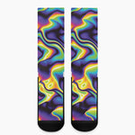 Psychedelic Wavy Print Crew Socks