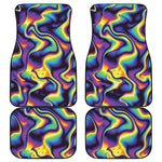Psychedelic Wavy Print Front and Back Car Floor Mats