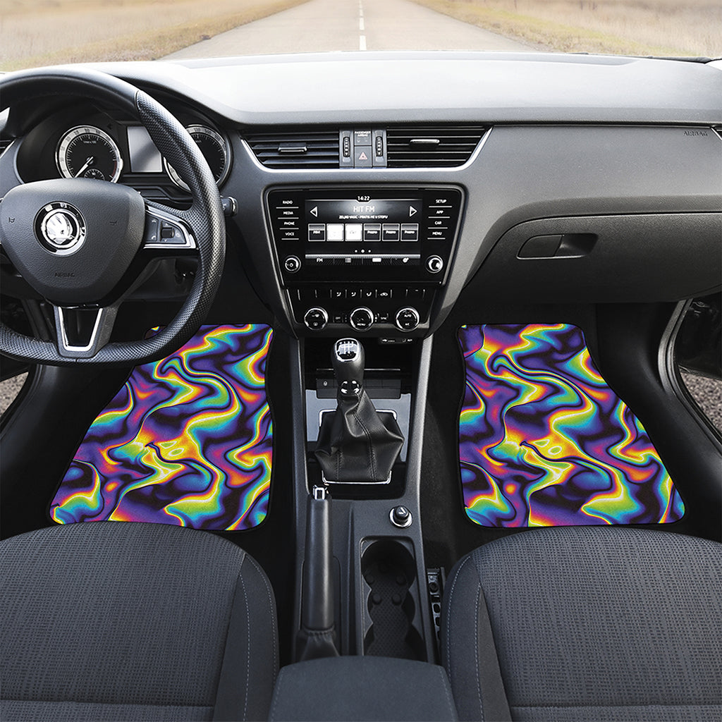 Psychedelic Wavy Print Front and Back Car Floor Mats