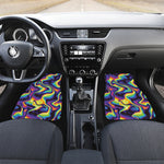 Psychedelic Wavy Print Front and Back Car Floor Mats