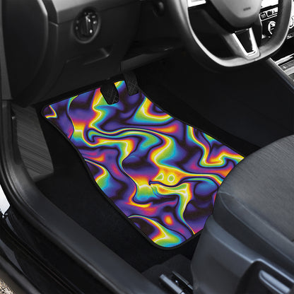 Psychedelic Wavy Print Front and Back Car Floor Mats