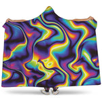 Psychedelic Wavy Print Hooded Blanket