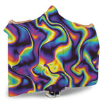 Psychedelic Wavy Print Hooded Blanket