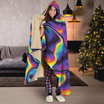 Psychedelic Wavy Print Hooded Blanket