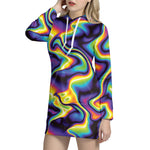 Psychedelic Wavy Print Hoodie Dress