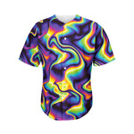 Psychedelic Wavy Print Men's Baseball Jersey