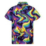 Psychedelic Wavy Print Men's Short Sleeve Shirt