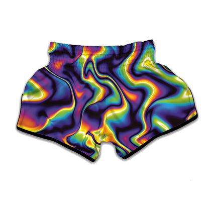 Psychedelic Wavy Print Muay Thai Boxing Shorts