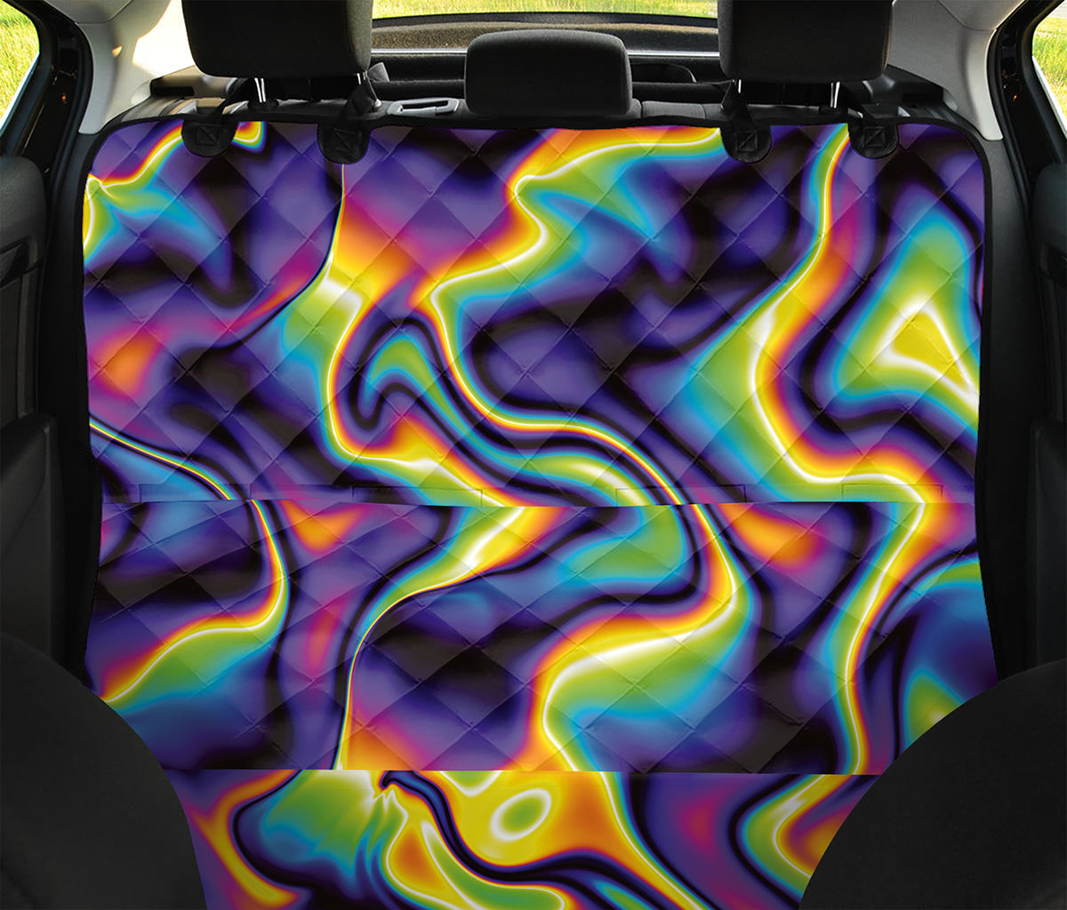 Psychedelic Wavy Print Pet Car Back Seat Cover