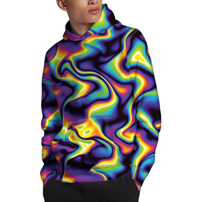 Psychedelic Wavy Print Pullover Hoodie