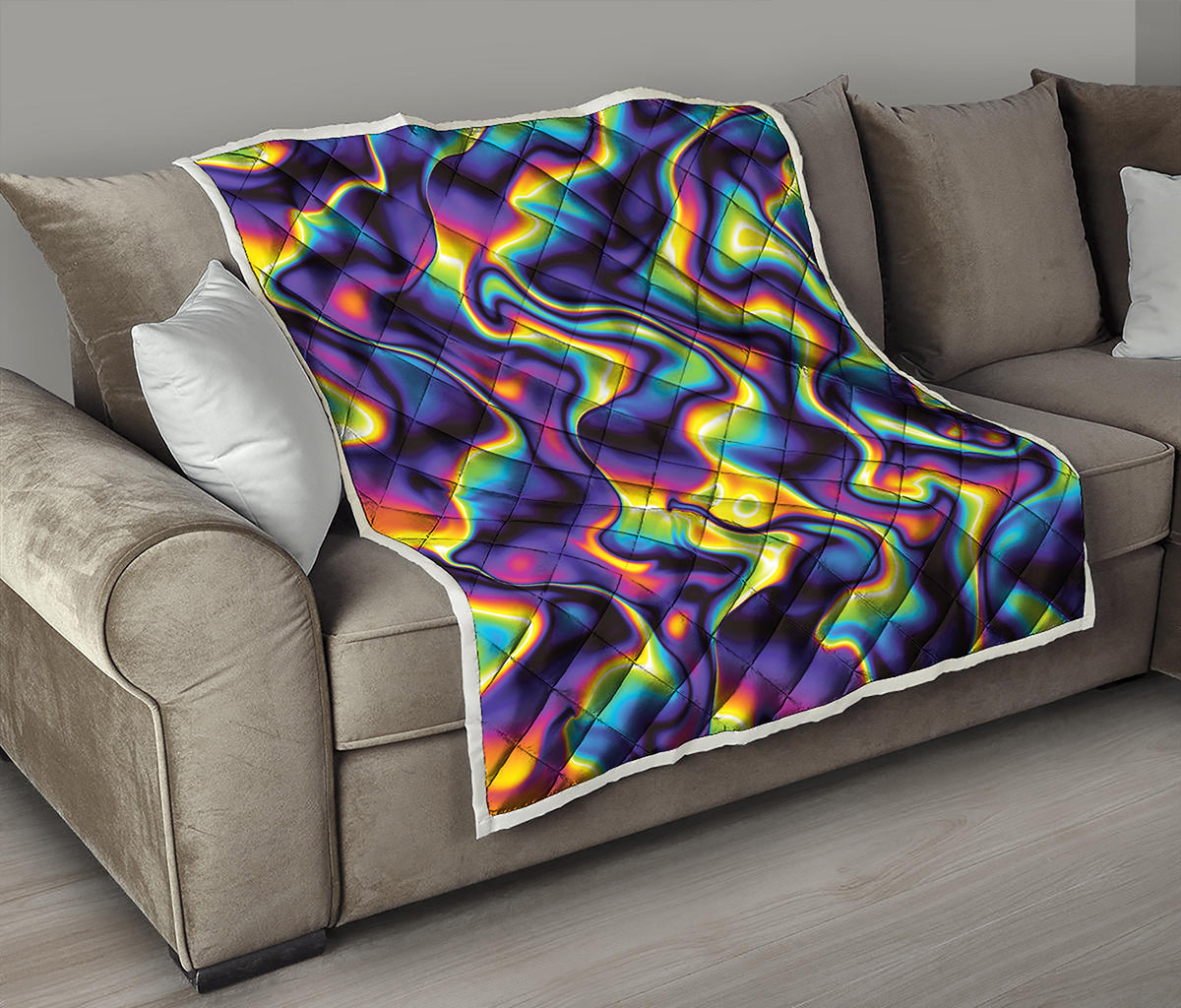 Psychedelic Wavy Print Quilt