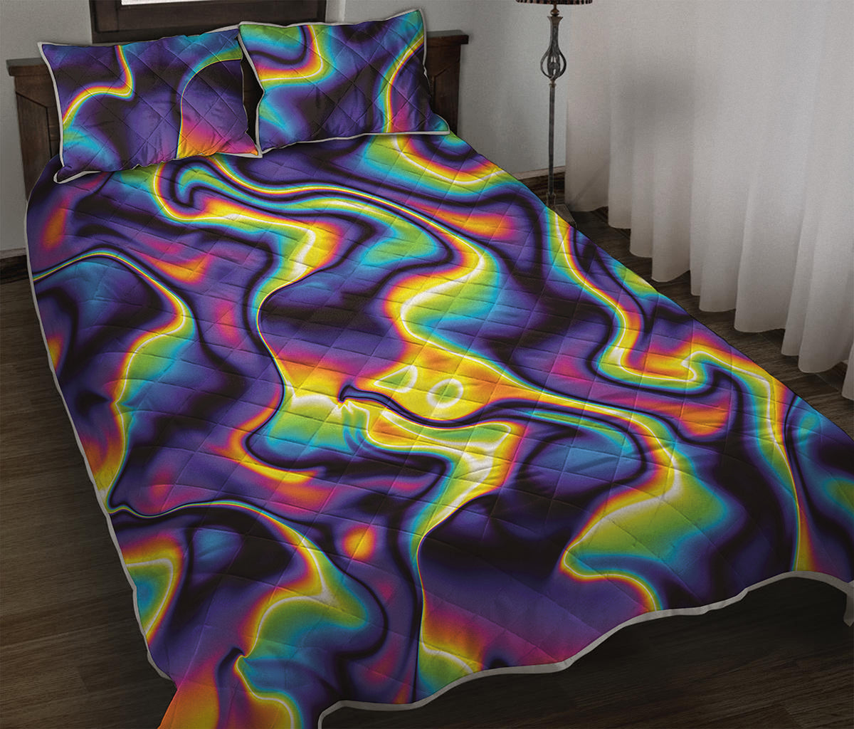 Psychedelic Wavy Print Quilt Bed Set