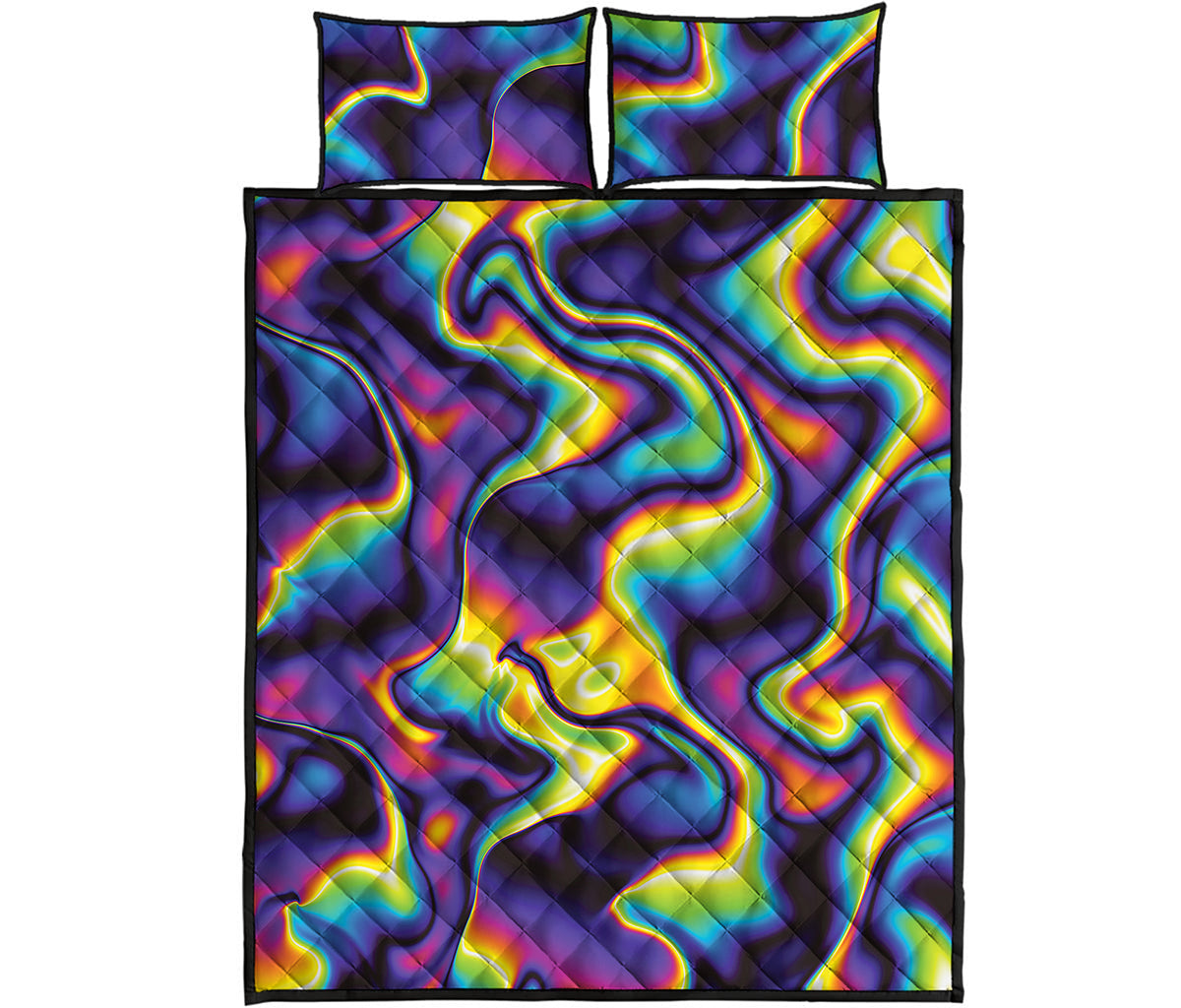 Psychedelic Wavy Print Quilt Bed Set