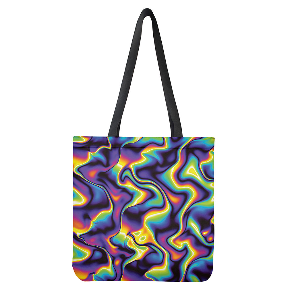 Psychedelic Wavy Print Tote Bag