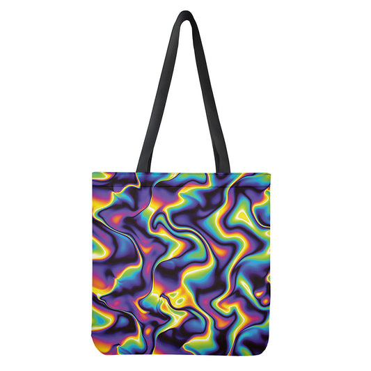 Psychedelic Wavy Print Tote Bag