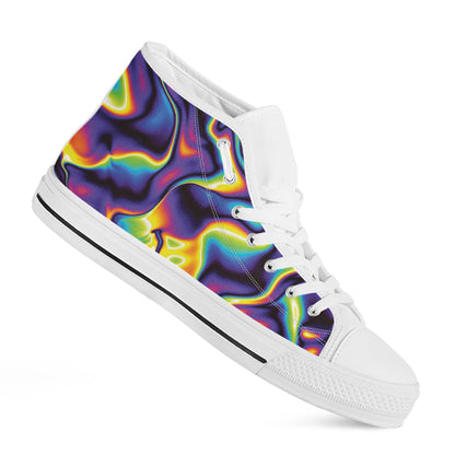 Psychedelic Wavy Print White High Top Shoes