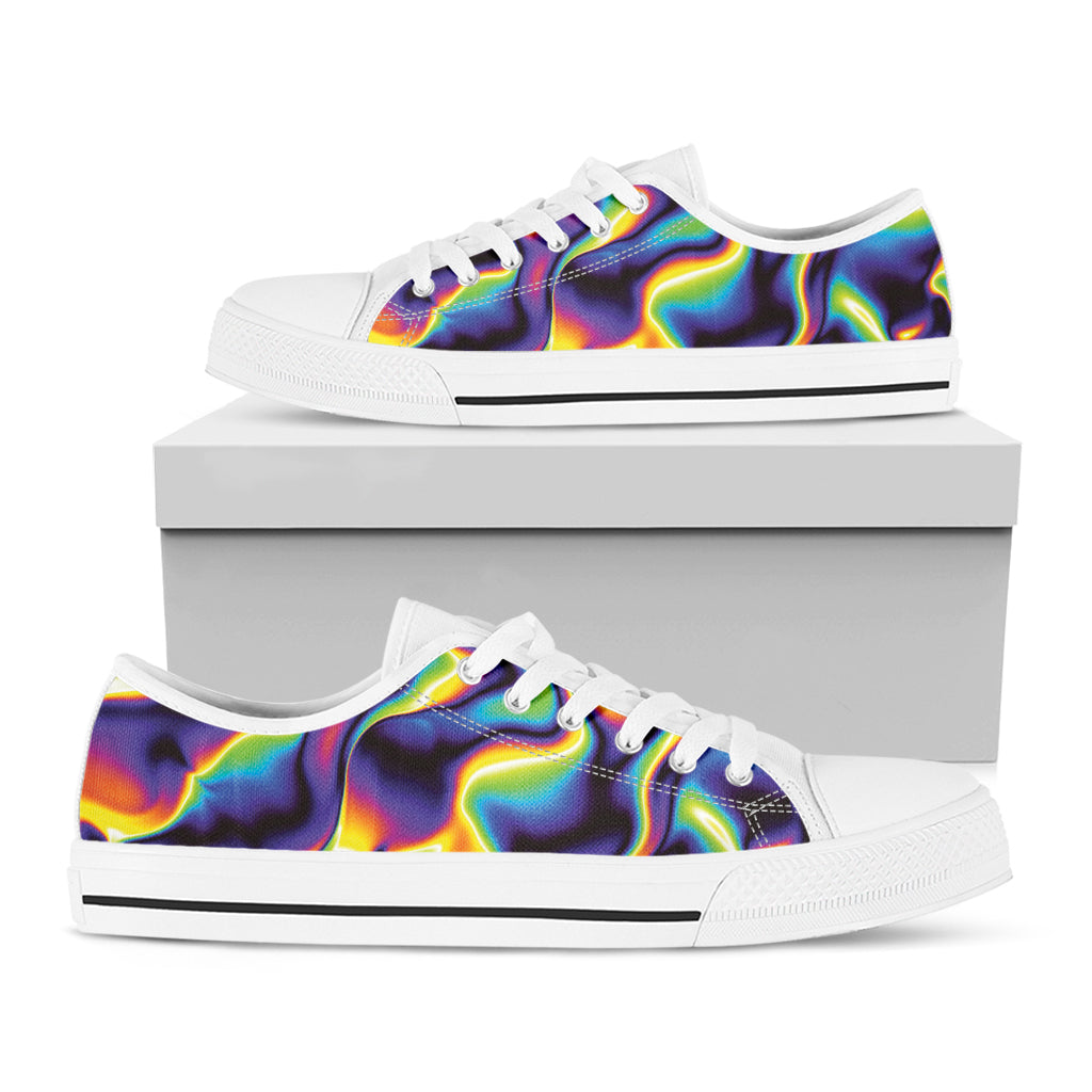 Psychedelic Wavy Print White Low Top Shoes