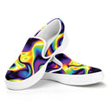 Psychedelic Wavy Print White Slip On Sneakers