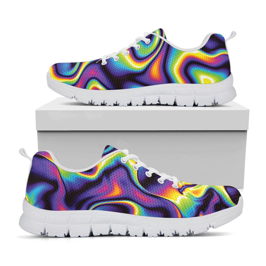 Psychedelic Wavy Print White Sneakers