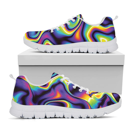 Psychedelic Wavy Print White Sneakers