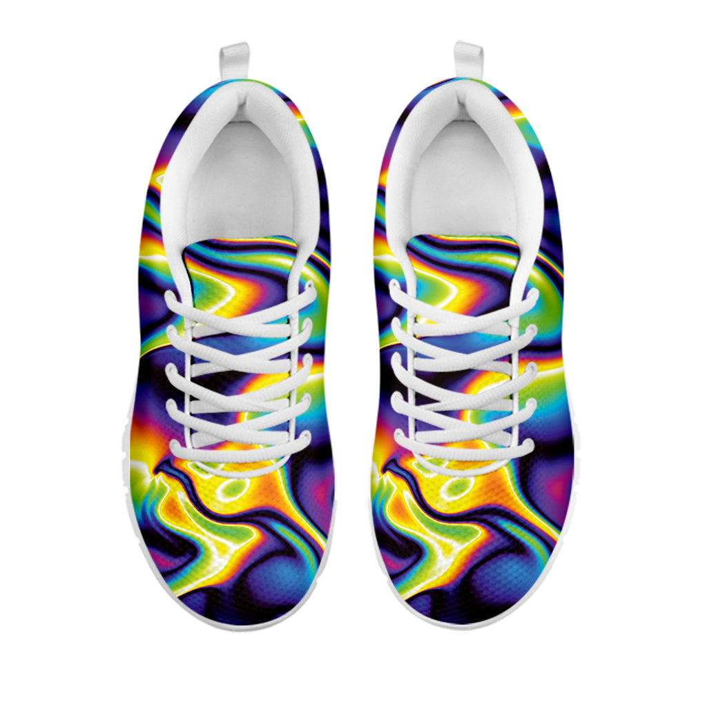 Psychedelic Wavy Print White Sneakers