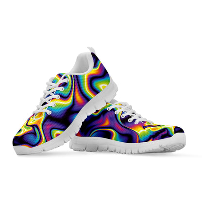 Psychedelic Wavy Print White Sneakers